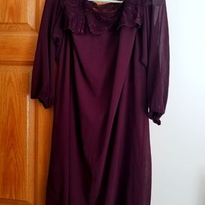 Maurices cut out shoulder mid length 2x burgundy dress